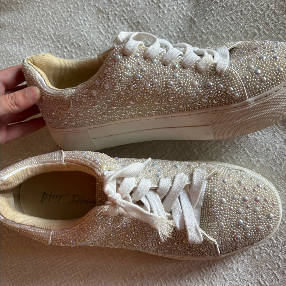 Betsey Johnson White Pearl Sneakers